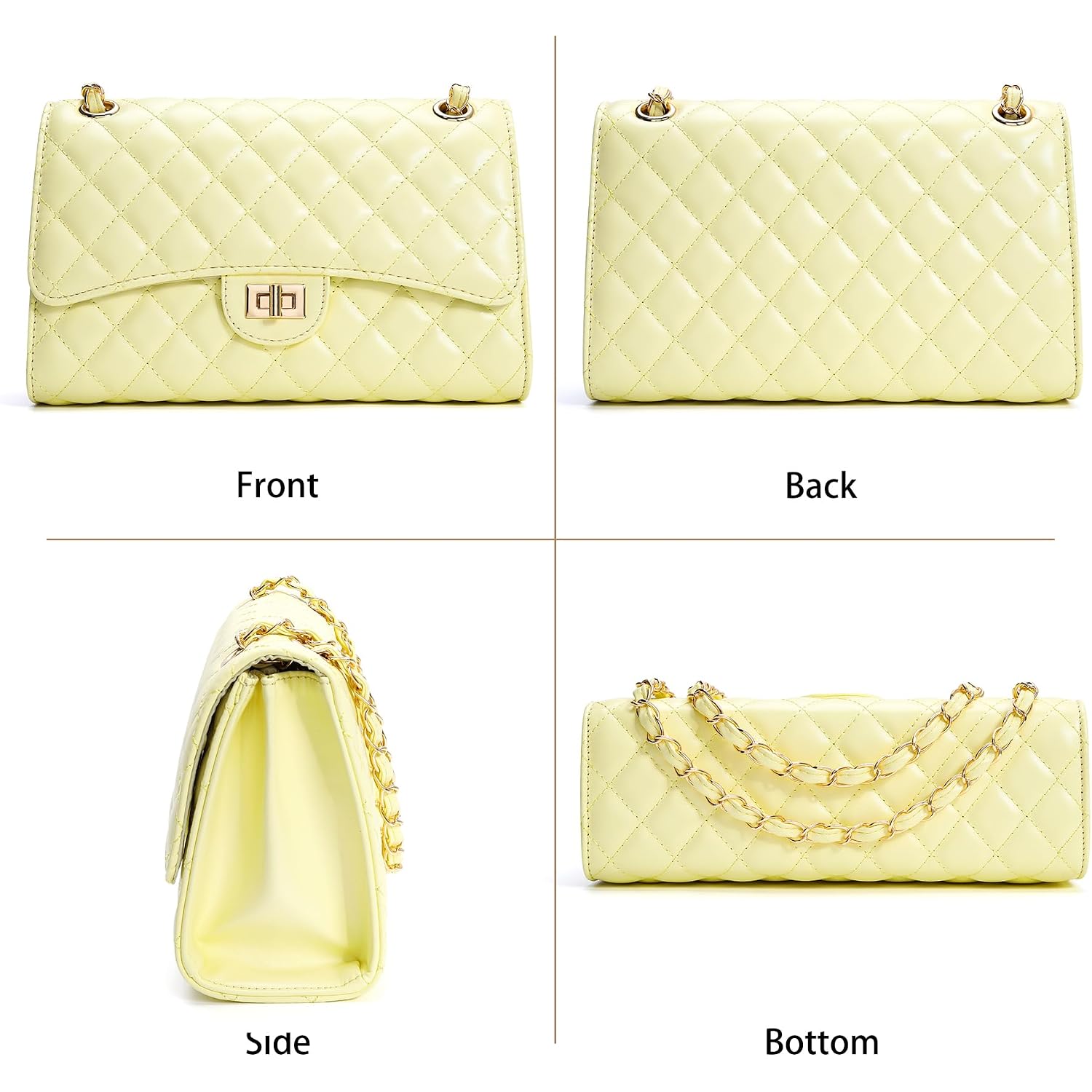 Quilted Crossbody Purse For Women Trendy Ladies Shoulder Bag With Chain Strap Pu Leather Cross Body Bags Satchel Handbag