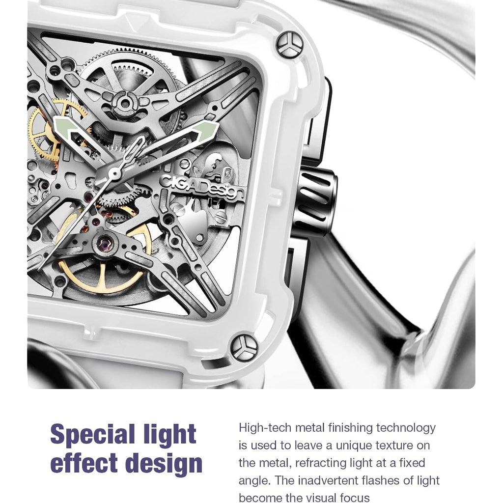 Ciga Design Watches For Womens X Series - Machina, Mechanical Automatic Watches Fashion All-Match Wrist Accessories Sapphire Crystal Analog Skeleton Watches With Silicone Strap