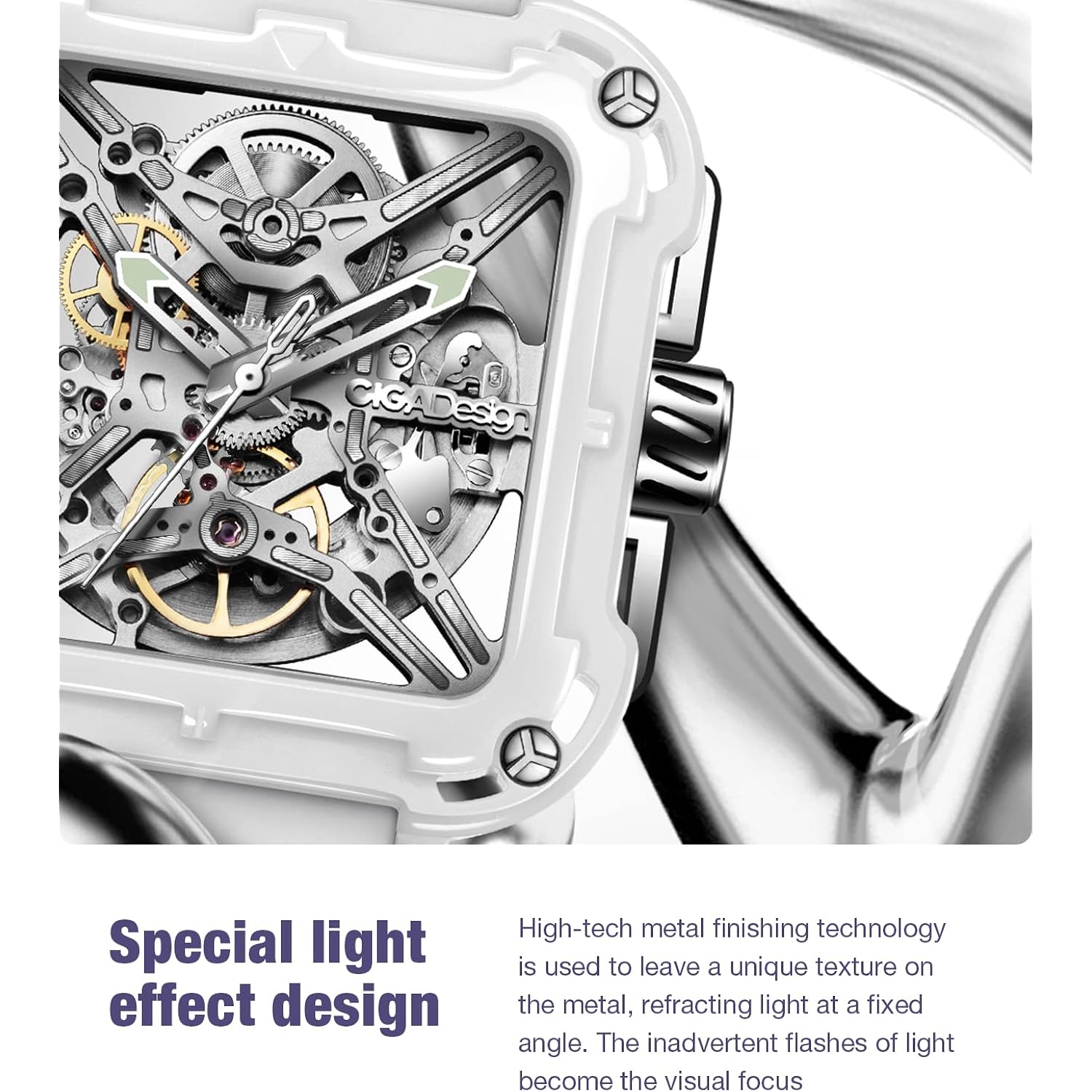 Ciga Design Watches For Womens X Series - Machina, Mechanical Automatic Watches Fashion All-Match Wrist Accessories Sapphire Crystal Analog Skeleton Watches With Silicone Strap