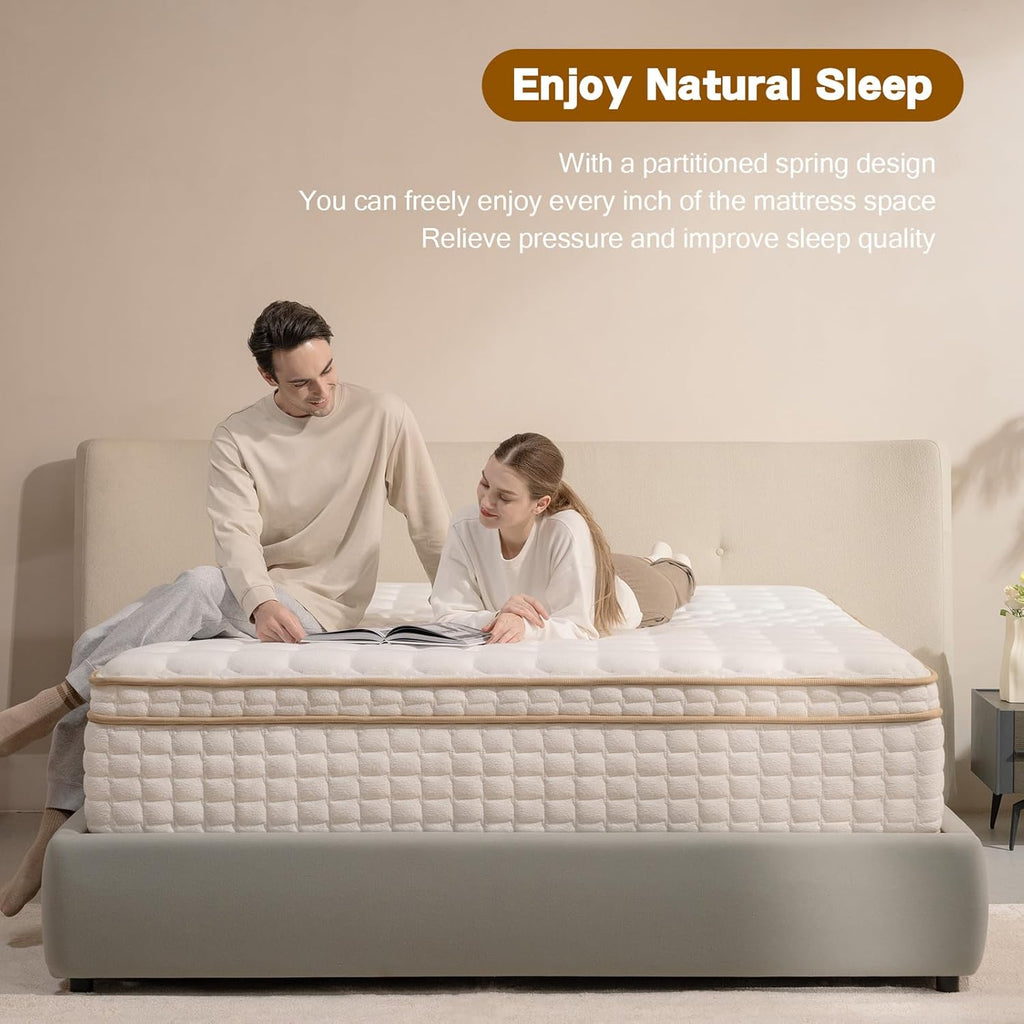 Queen Mattress,12 Inch Queen Size Mattresses in a Box,Medium Firm Queen Hybrid Mattress,with Memory Foam and Individual Pocket Spring for Motion Isolation & Silent Sleep&& Pressure Relief，80" x 60"