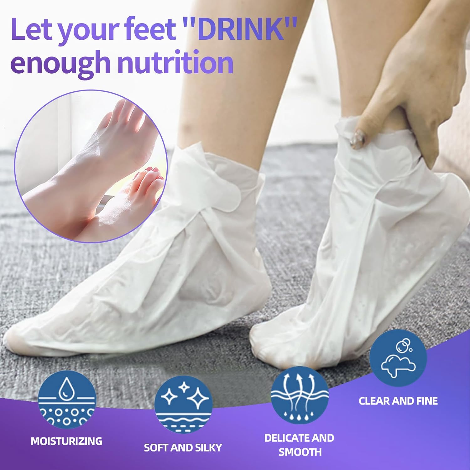 5 Pack Moisturizing Foot Mask,Hydrating Foot Masks for Dry Cracked Feet,Moisturizing Socks Dry Skin Moisturizer for Soft and Smooth Touch Feet,Foot Care Spa Gifts for Women Men Mothers Day Gifts