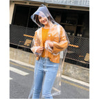 Freesmily Super Transparent Raincoat For Women Fashion Eva Waterproof Rain Poncho With Hood Drawstring