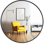 Oruii Round Mirror, Black Round Mirror 24 inch, Circle Wall Mirrors Metal Frame, Black Circular Mirrors for Bathroom, Wall, Living Room, Entryway, Hallway, Vanity, Rustic