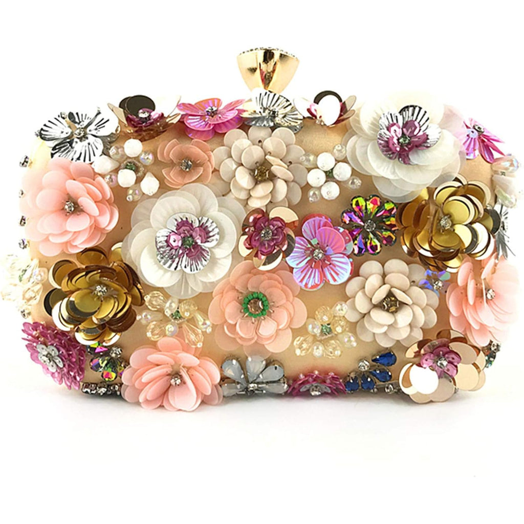 Women Clutches Flower Evening Handbag Chain Strap Shoulder Bag
