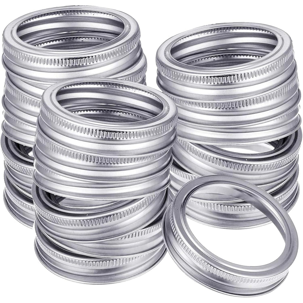 24 Pieces Regular Mouth Mason Jar Canning Bands - Reusable Replacement Metal Rings, Practical Screw Jar Bands, Leak Proof Tinplate Metal Rings, Compatible With Mason Jar