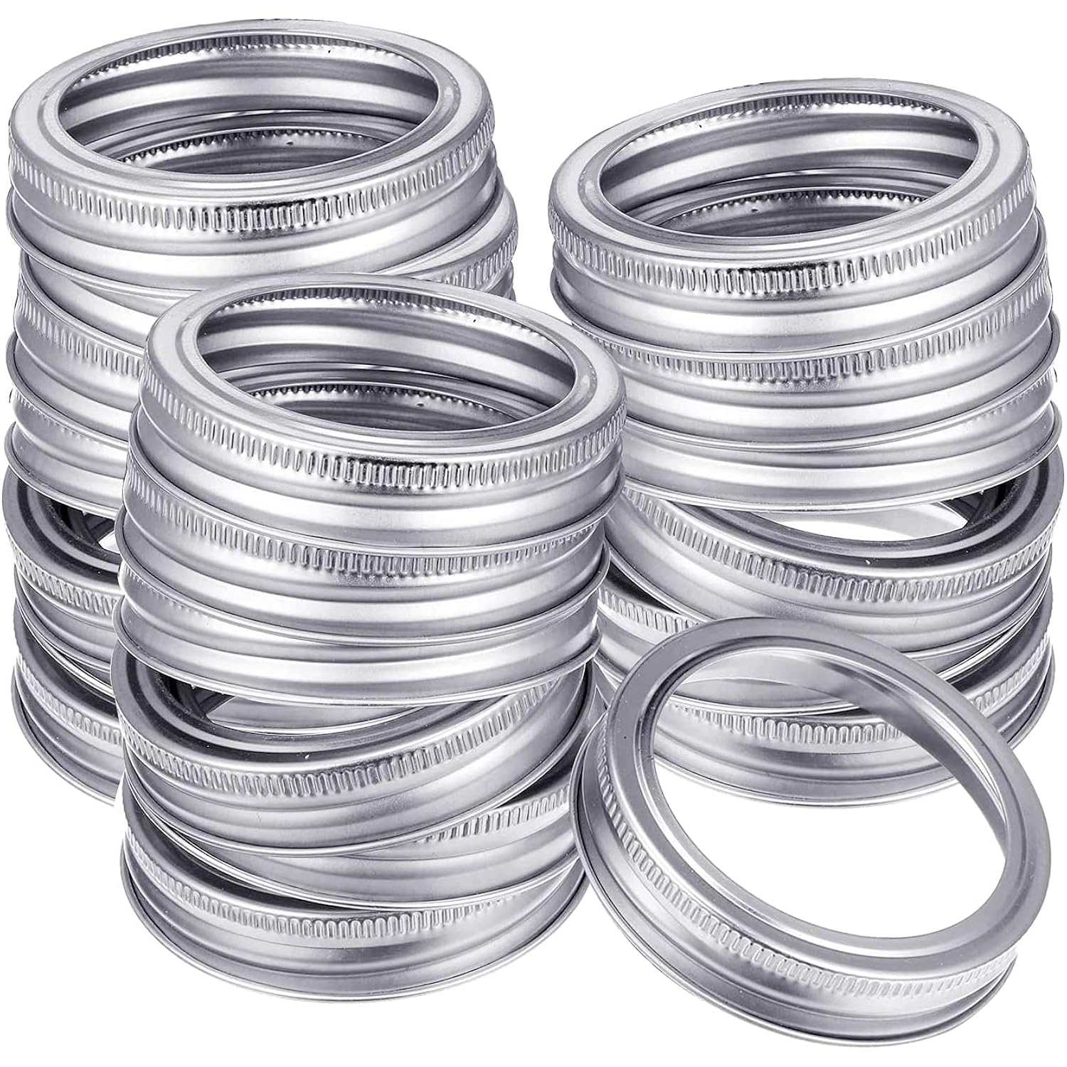 24 Pieces Regular Mouth Mason Jar Canning Bands - Reusable Replacement Metal Rings, Practical Screw Jar Bands, Leak Proof Tinplate Metal Rings, Compatible With Mason Jar