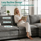 L Shaped Modular Sectional Couches For Living Room, Cloud Couch Sofa With Movable Ottoman, Comfy Chenille Couch, Seats 4, Dark Gray