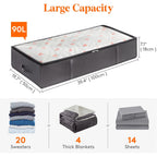 Lifewit 95L 4 Pack Under Bed Storage Containers, Large Capacity Blanket Storage Bags With Reinforced Handle, Organization And Storage For Comforters, Sheets, Clothes, Bedroom, College Dorm, Grey