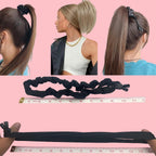 2 Pcs Adjust Satin Hair Tie, Satin Scrunchies For Women Girls, Adjustable Hair Ties For 4C Girlie Thick Curly Natural Hair, No Damage Hair Accessories For Afro Puff Loc Ponytails (Black)