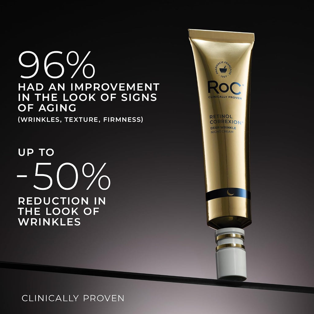 Roc Retinol Correxion Night Cream For Deep Wrinkles, Anti Aging Skincare Treatment Women And Men, 1.0 Oz (Packaging May Vary)