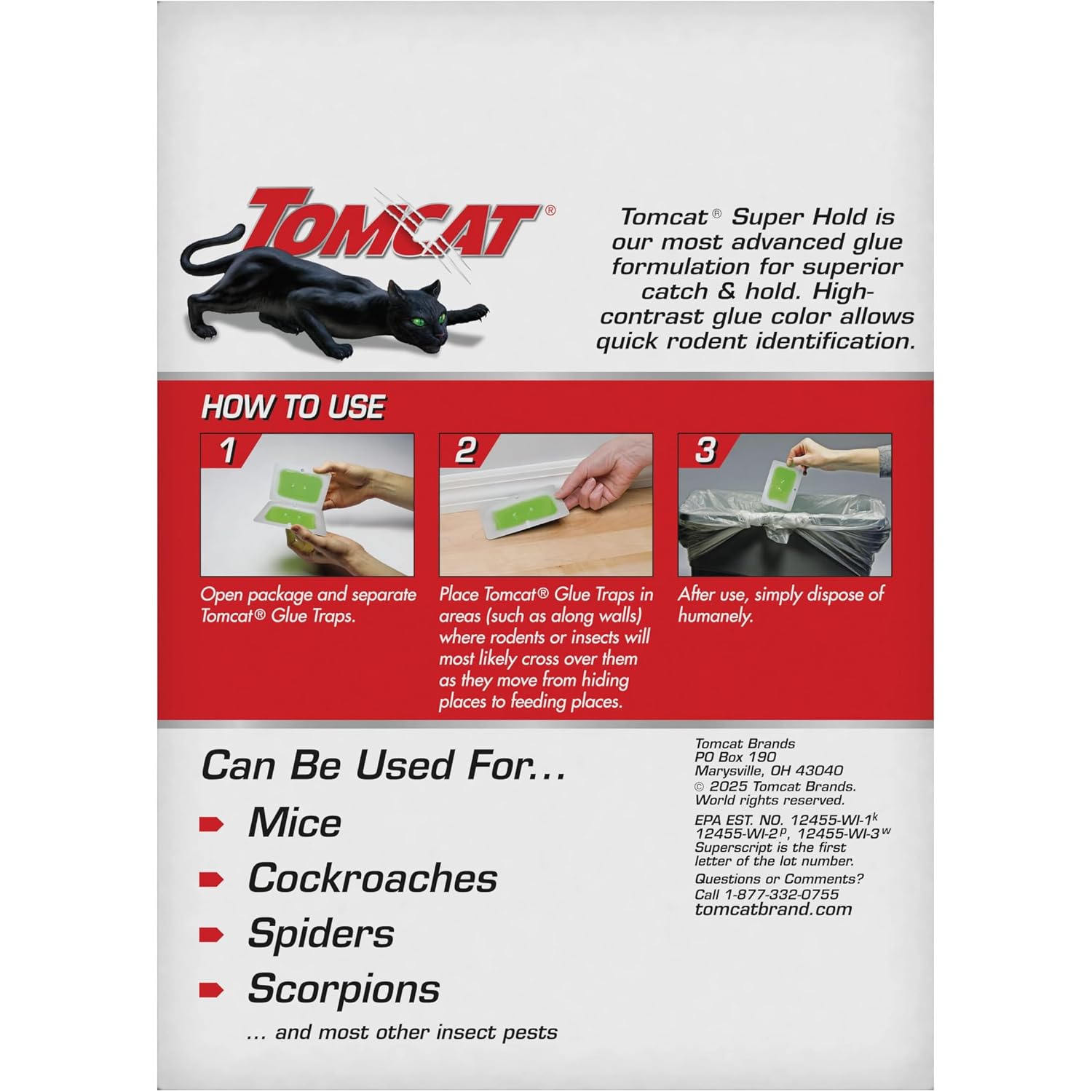 Tomcat Super Hold Glue Traps Mouse Size For Mice, Cockroaches, Spiders, And Scorpions, Ready-To-Use, 4 Traps | For Mice, Cockroaches, Spiders, And Scorpions, Ready-To-Use