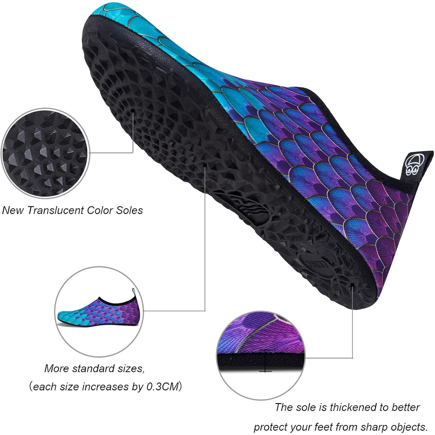 Watelves Water Shoes For Womens Mens Barefoot Quick-Dry Aqua Socks For Beach Swim Surf Yoga Exercise New Translucent Color Soles