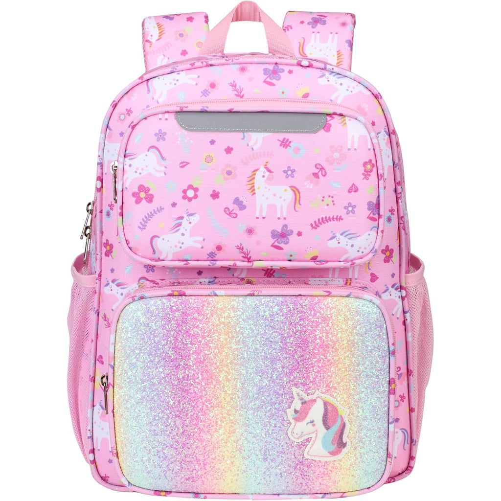 Kids Backpack For Girls Kindergarten - 15 Inch School Bag | For Prek-2Nd Grade Kids Ages 4-7, Fits Folders, Insulated Pocket For Lunch And Snacks, Comfy Padded Straps, Pink Unicorn