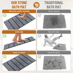 Luxspire Stone Bath Mat Foldable, Quick Drying Diatomaceous Earth Bath Mat For Bathroom, Large Bathroom Rug With Non-Slip Rubber Base, Easy Clean Accessories Outside Shower, 24 X 16 In, Dark Gray