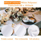 WIGENIUS 6 Pack White Table Cloth Rectangle Tablecloths 60X102 Inch,Polyester Table Cloth for 6 Foot Rectangle Tables,Wrinkle Resistant Washable Fabric Table Covers for Party,Wedding Banquet
