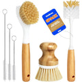 Holikme 6 Pack Dish Brush Scouring Pad Set With Bottle Brush, Dish Brush, Palm Scrub Brush And Straw Brush, Dish Scrubber Long Handle For Dish Bottle Cup Pot Pan Iron Abrasive Cup Brushes, Yellow