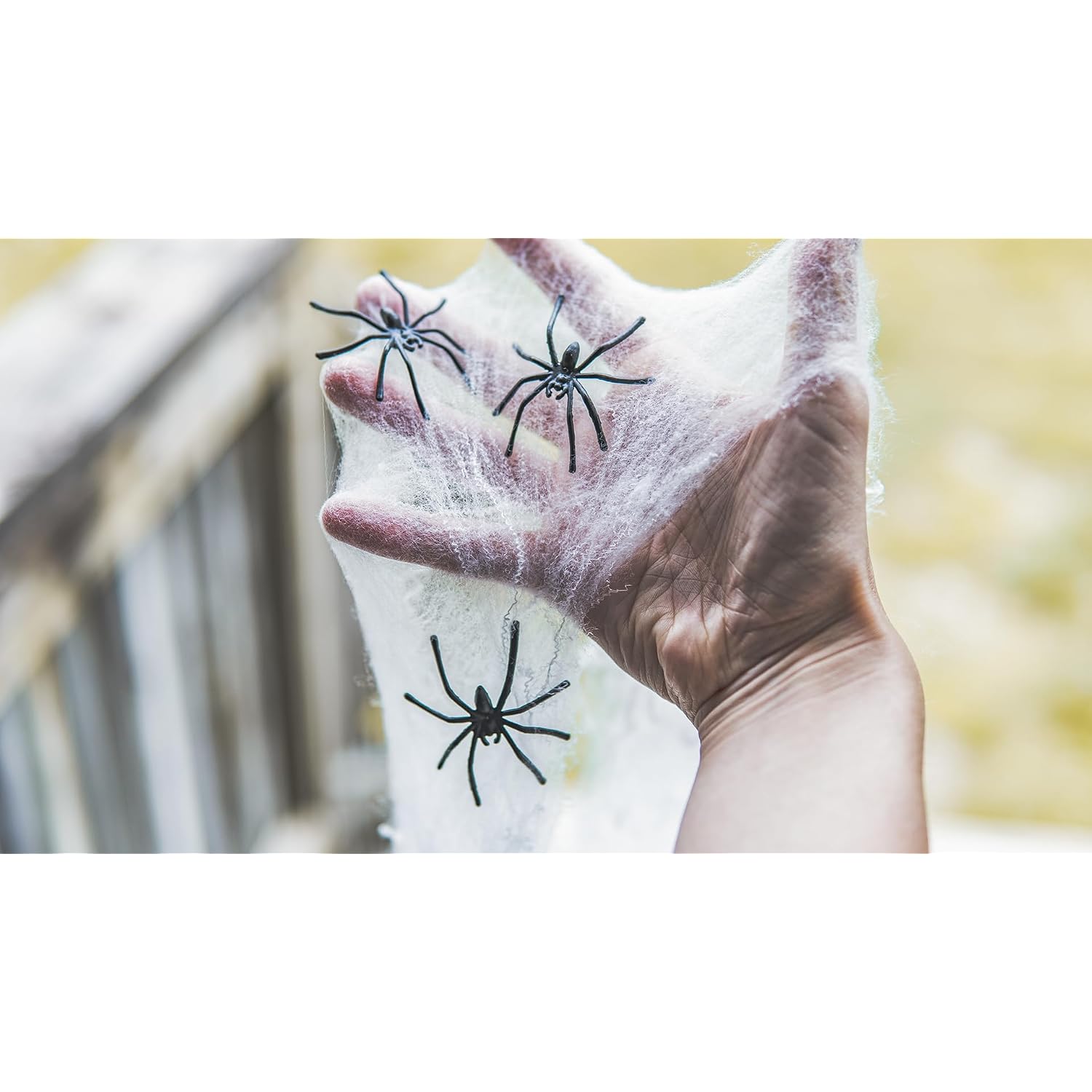 Happy Hippo Halloween Spider Web Decoration, 200 Sqare Feet & Plastic Spiders, Halloween Party Supplies, Spider Webs (Small, 200 Sq Feet) (8 Fake Spiders Included)