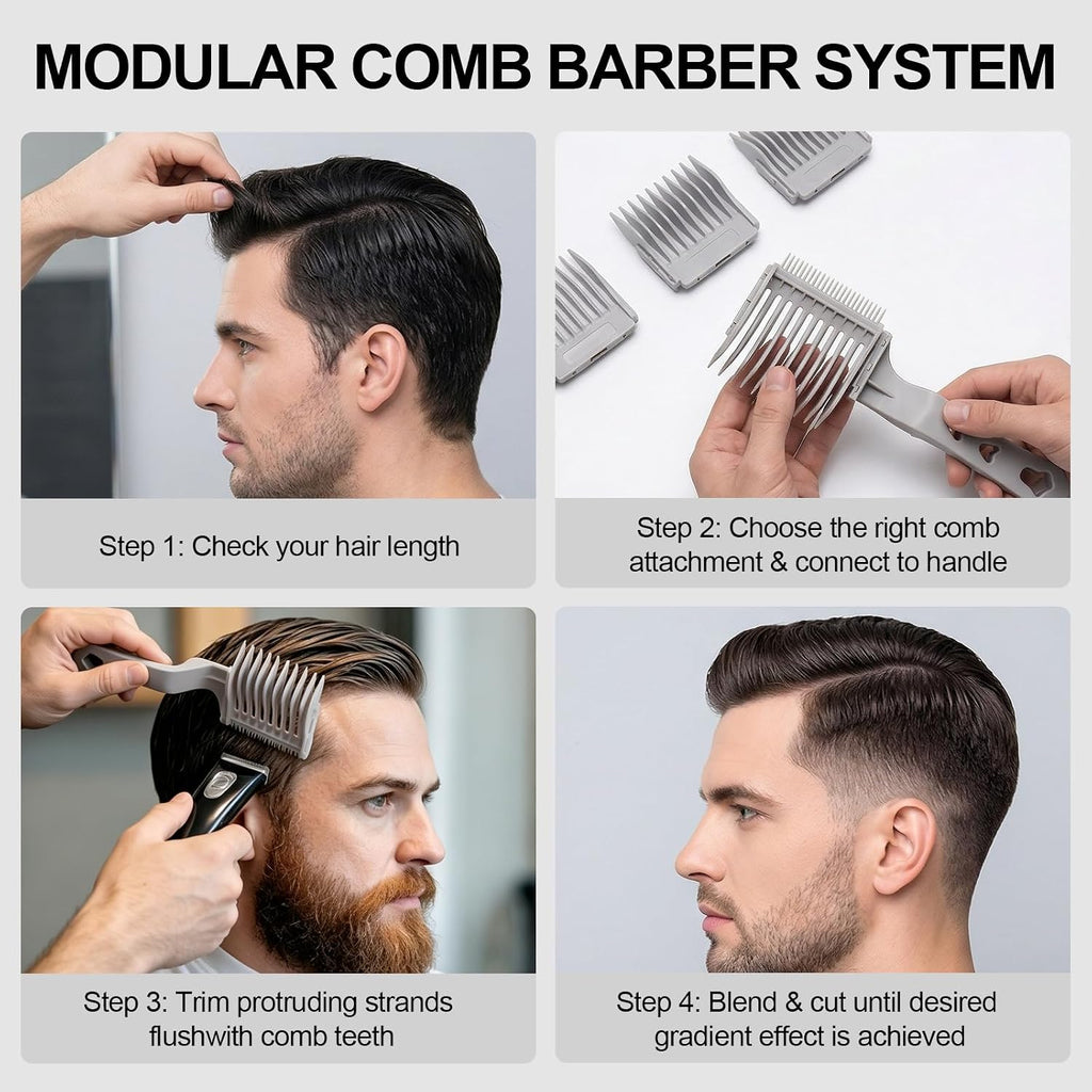4-In-1 Detachable Detachable Blend Friend Fade Comb, White Barber Haircut Tool For Hair Cutting