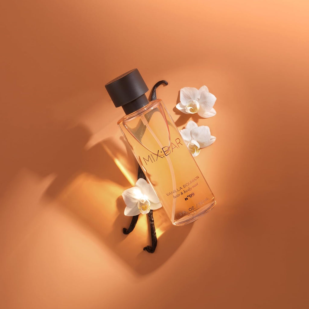 MIX:BAR Vanilla Bourbon Hair + Body Mist Spray for Women + Girls - Vanilla Bean, Sandalwood, Jasmine + Bergamot, Amber Fragrance Notes - Vanilla Bedroom + Hair + Body Oil Spray - Vegan - 5oz