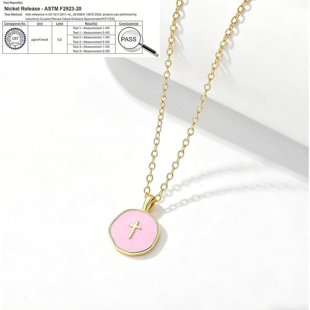 GINAZL Colorful Cross Necklace for Women Girls, Valentines Day | Birthday | First Communion | Christmas Gift | Easter Gifts