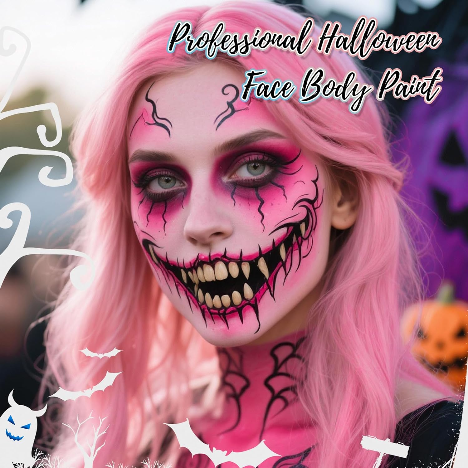 Ybuete Pink Water Based Face Body Paint, 2.37 Oz Large Tube Full Coverage Face Paint For Skull Clown Cosplay, Washable Pink Body Painting Cream For Adult Carnival Party Halloween Sfx Makeup