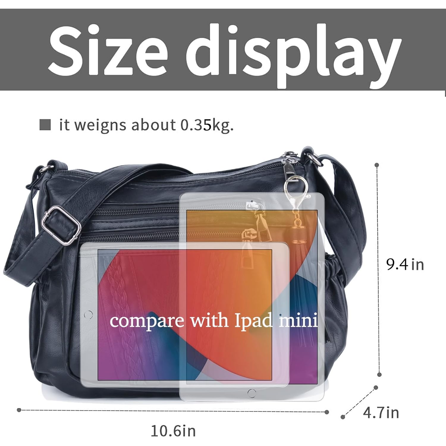 ELDA Crossbody Bags For Women Pocketbooks Soft PU Leather Purses and Handbags Multi Pocket Shoulder Bag