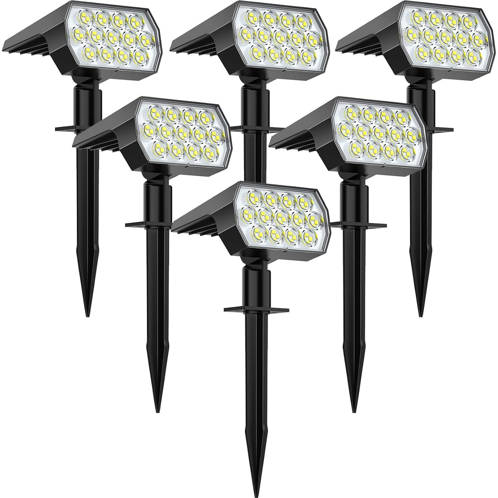 Solar Spot Lights Outdoor, [6 Pack/65 Led/3 Modes] Solar Landscape Spotlights, Solar Powered Christmas Halloween Lights, Ip68 Waterproof Wall Lights For Walkway Yard Garden Driveway(Cool White)