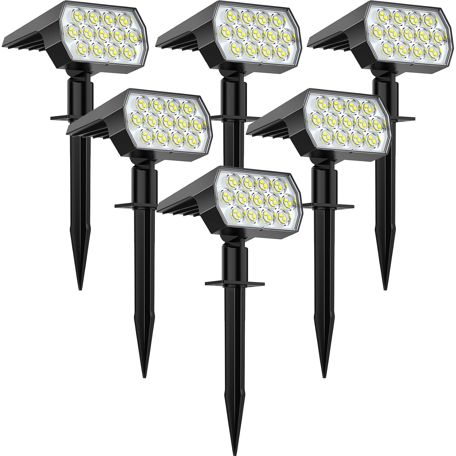 Solar Spot Lights Outdoor, [6 Pack/65 Led/3 Modes] Solar Landscape Spotlights, Solar Powered Christmas Halloween Lights, Ip68 Waterproof Wall Lights For Walkway Yard Garden Driveway(Cool White)