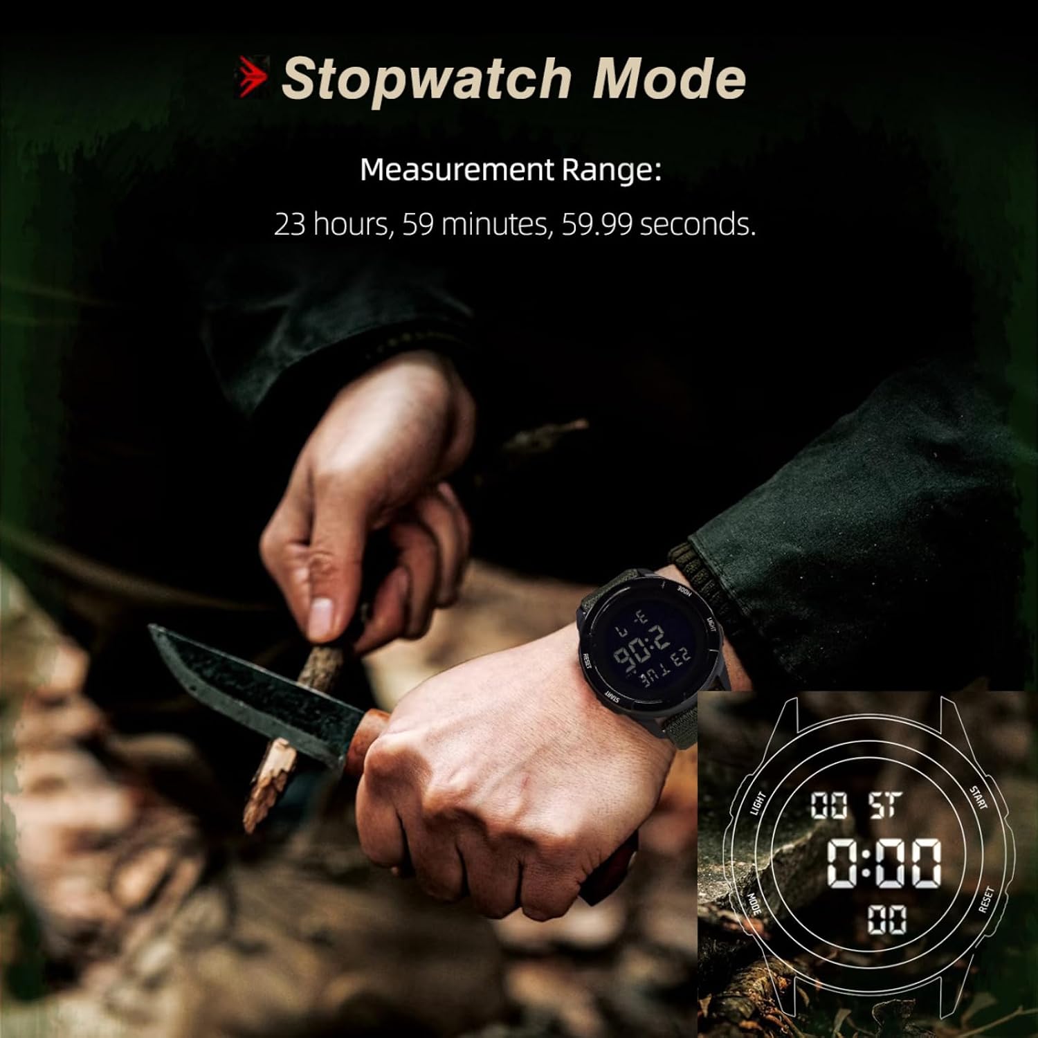Cakcity Digital Watch Military Watches For Men Black Tactical Sports Waterproof Men'S Women'S Wrist Watch With Led Backlight Nylon Band Stopwatch,Green