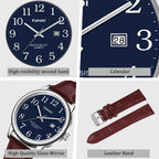 Watch For Men, Easy Reader Unisex Analog Quartz Waterproof Wristwatch With Date And Leather Band, Casual Simple Fashion Mens Watches Gift