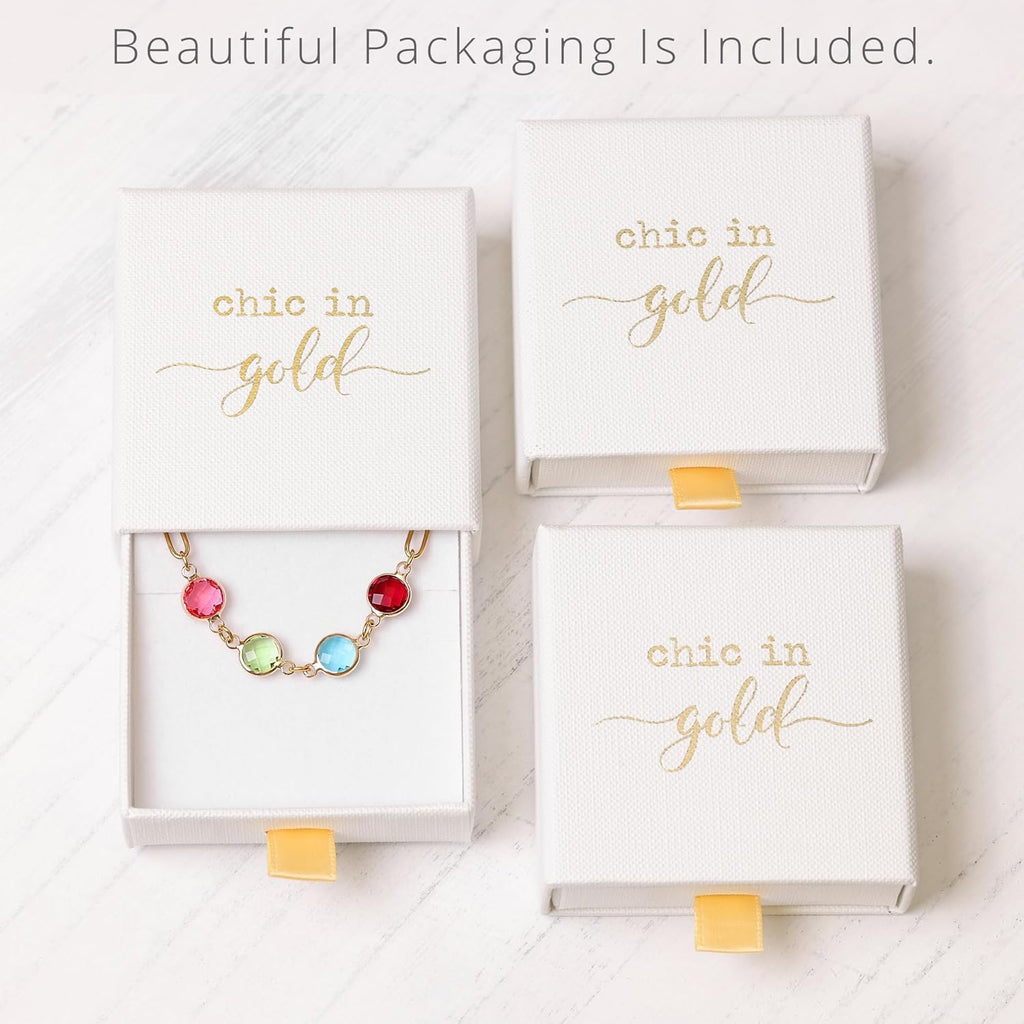 Birthstone Necklace for Mom, Personalized Necklace with Kids Names, Custom Family Jewelry for Wife, Grandma, Women, 1 2 3 4 5 Grandkids, Mother's Day & Birthday Gift, 18k Plated Gold, Rose, Silver
