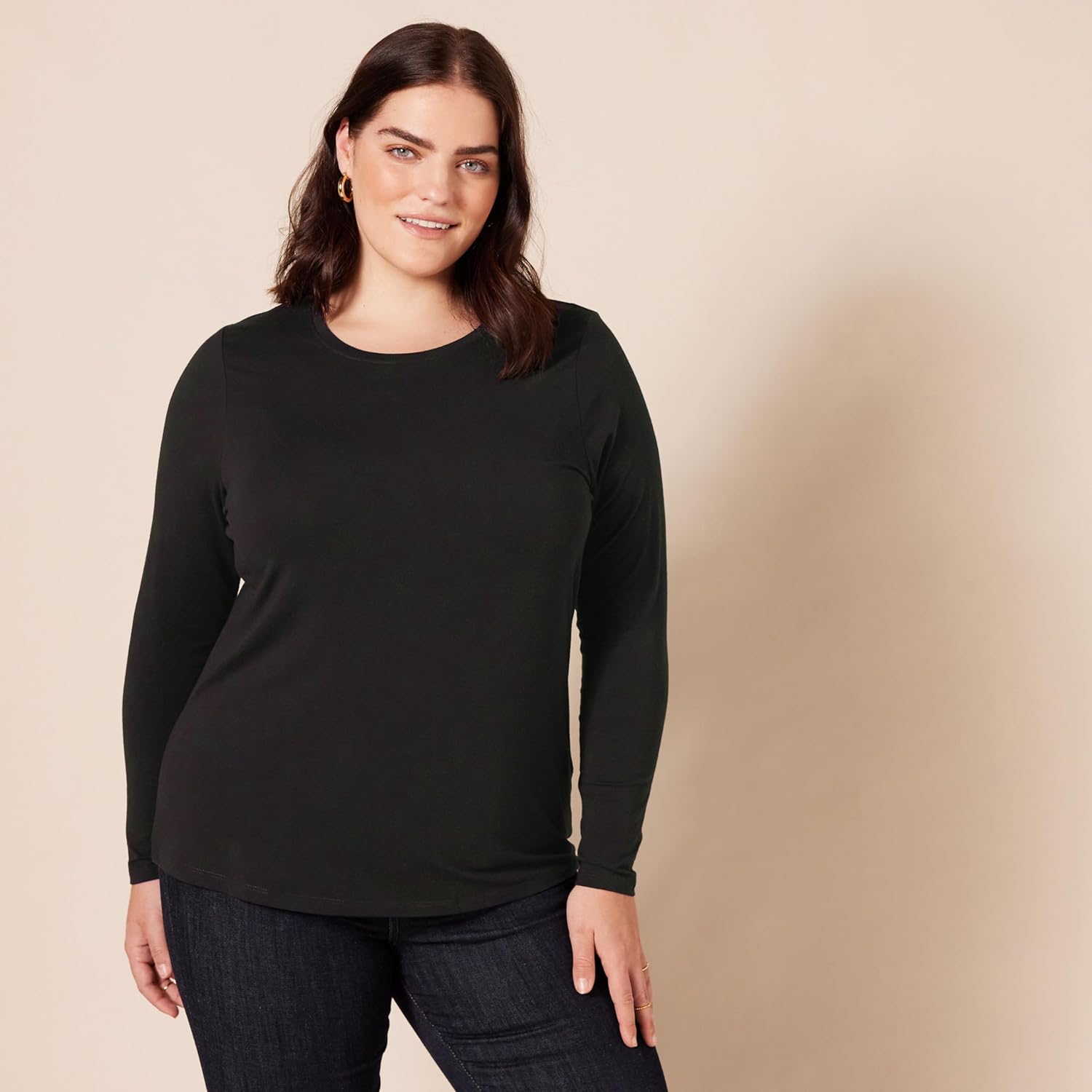 Women's Regular-Fit Long-Sleeve Crewneck T-Shirt (Available in Plus Size)