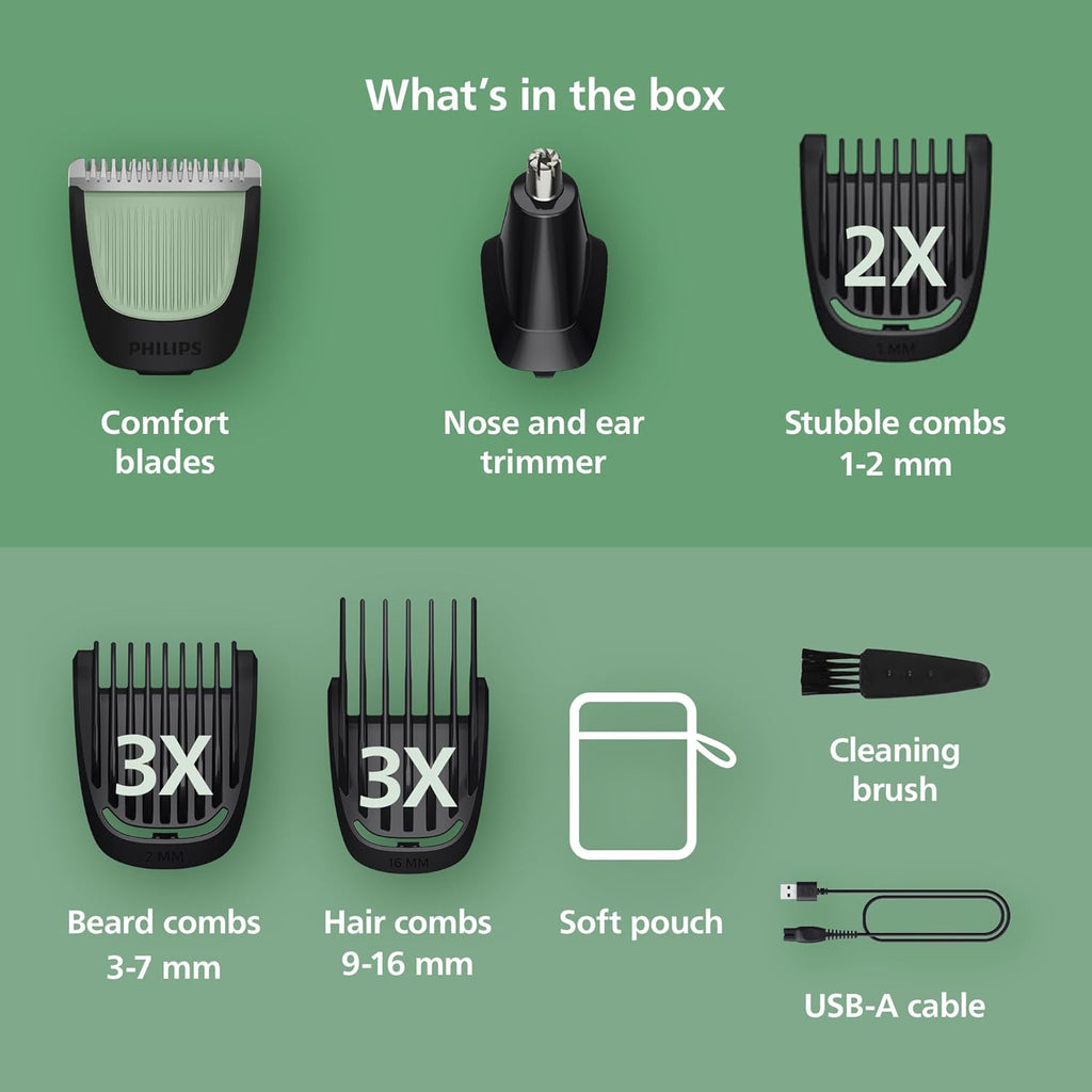 Philips Norelco All-in-One 3000 Series 13 in 1 Trimmer, Beard Styler & Men's Hair Clipper, 9 Length Settings & Self-Sharpening Skin-Friendly Blades, MG3919/50