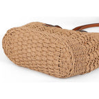 Women's Straw Shoulder Bag Large Rattan Woven Totes Summer Travel Beach Handbag Handmade Top Handle Purse