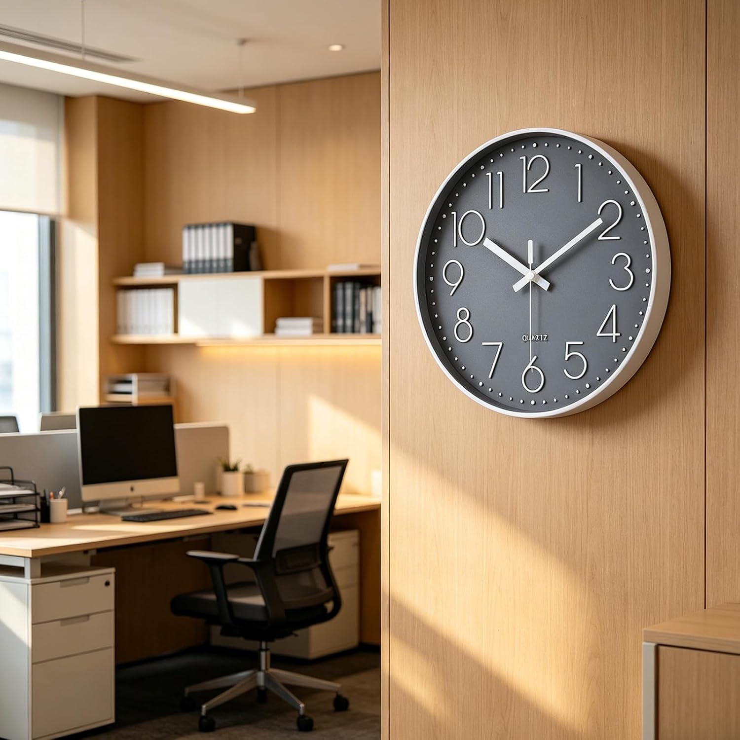 Wall Clock 12 Inch Non-Ticking Silent Battery Operated Round Wall Clock Modern Elegant Simple Style Clock For Home Office Kitchen Bedroom Living Room