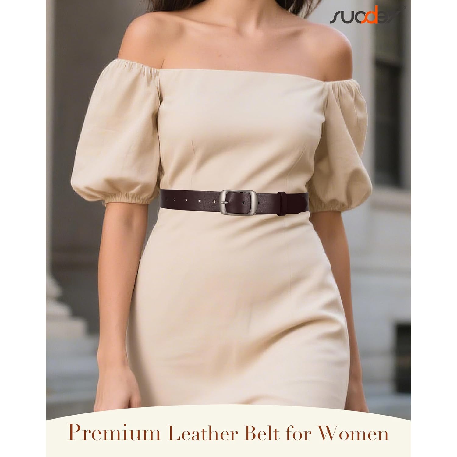 SUOSDEY Women Belts For Jeans Dresses Pants Ladies Leather Waist Belt with Elegant Buckle, Width 1.3"