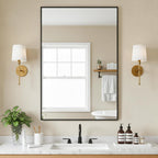 FICTOR Bathroom Vanity Mirror-Black, 36" x 24", Shatterproof & Anti-Rust, Wall Mount Rectangle Mirrors with Metal Frame for Over Sink, Bathroom, Bedroom, Living Room,Entryway