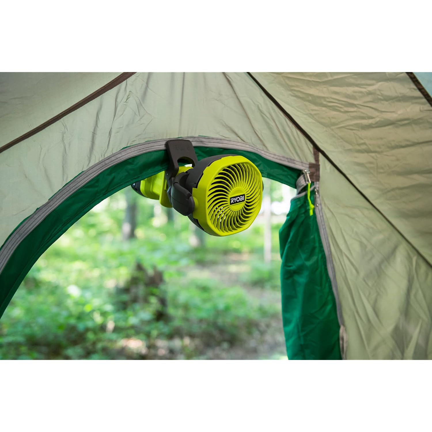 Ryobi Rcf18-0 18V One+ Cordless 10Cm Clamp Fan (Bare Tool) Hyper Green | Pcf02B - Battery And Charger Are Sold Separately