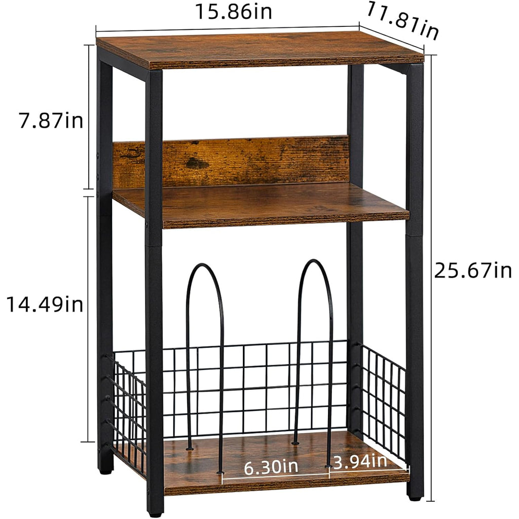 3 Tier End Table,Record Player Stand With Storage Up To 100 Albums,Turntable Stand For Vinyl,Brown Records Shelf For Living Room Bedroom