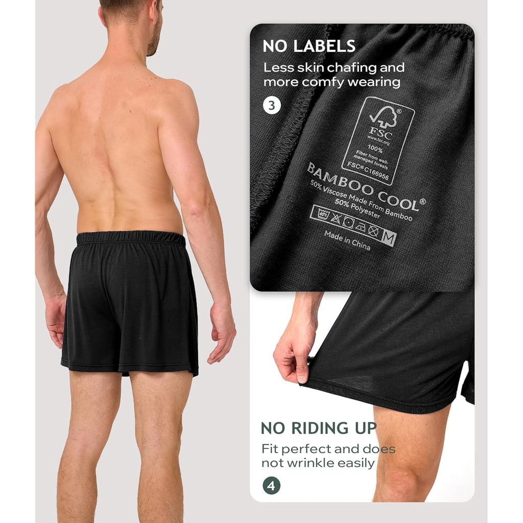 Bamboo Cool Mens Boxers Durable Comfortable Boxer Shorts For Men Loose Ultra-Soft Men'S Underwear (3 Or 5 Pack)