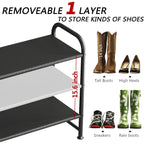 Ingiordar Shoe Rack 3 Tier Long Storage Organizer Wide Metal Shoe Shelf For Closet Entryway Black