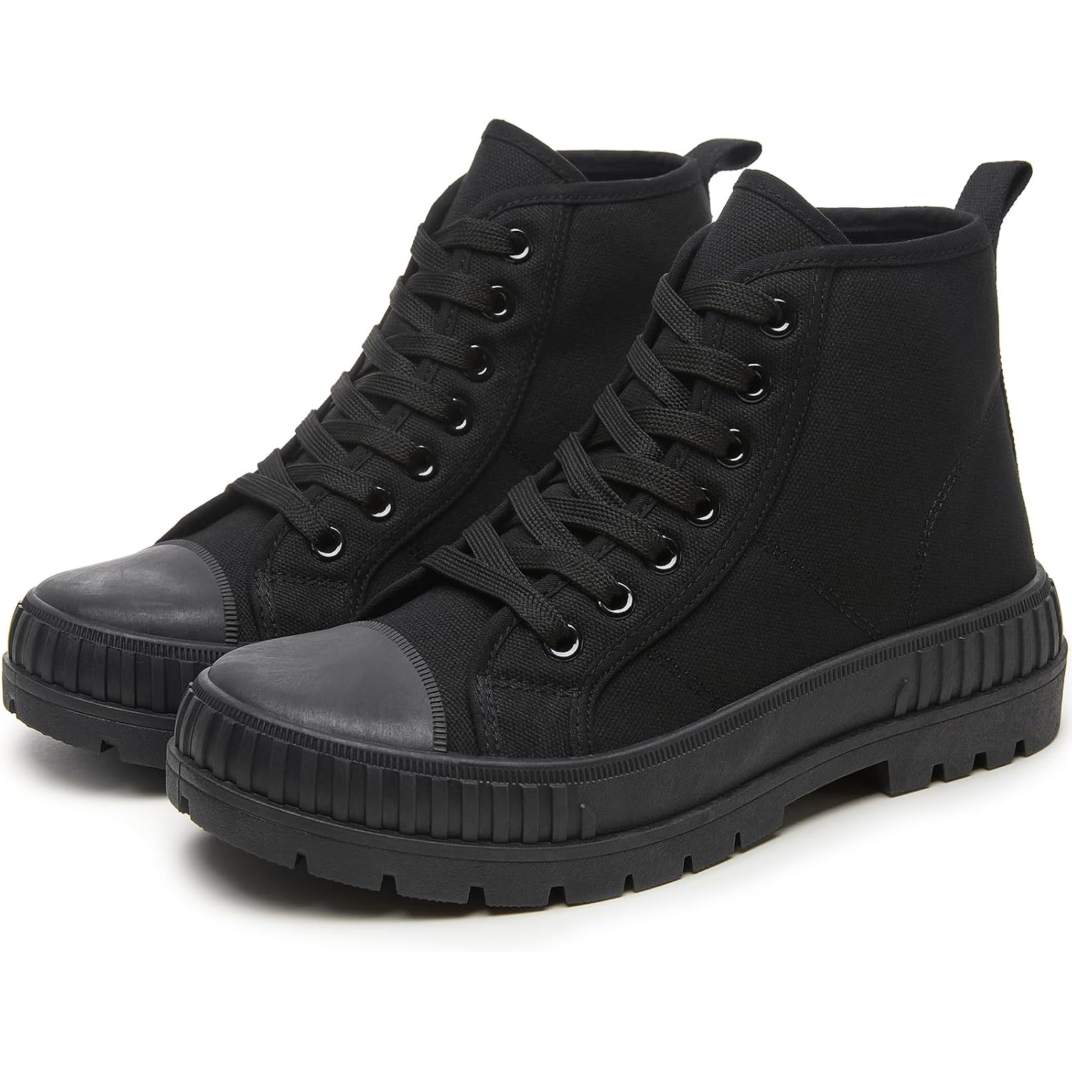 Women'S White Platform Sneakers Fashion High Top Canvas Shoes For Women Black Lace-Up Canvas Sneakers Casual Platform Tennis Shoes