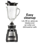 Hamilton Beach Power Elite Wave Action Blender For Smoothies, 40 Oz Glass Jar, 12 Functions Including Puree, Crush Ice, 700 Watts - Black (58148A)