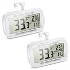 Waterproof Refrigerator Fridge Thermometer, Digital Freezer Room Thermometer, Max/Min Record Function Large Lcd Screen And Magnetic Back For Kitchen, Home, Restaurants (2 Pack)
