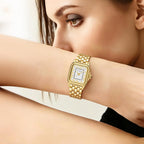 Gold Watches For Women Vintage Rectangular Dainty Jewelry Bracelet Watch Small Wrist Slim Reloj Para Mujer Classic Roman Numeral Dial 3Atm Water Resistant With Link Removal Tool Gift For Her