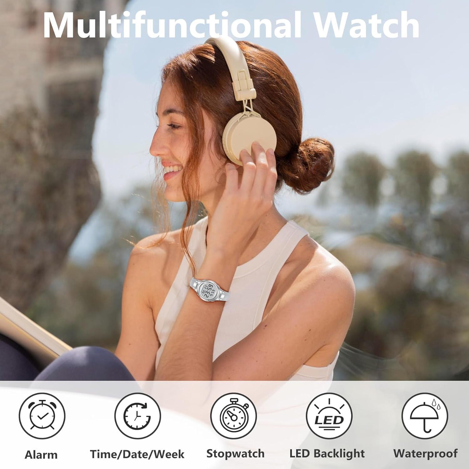 Watches for Women Sport Digital Womens Watch Waterproof with Silicone Strap Alarm/Stopwatch/Chronograph/LED Back Light