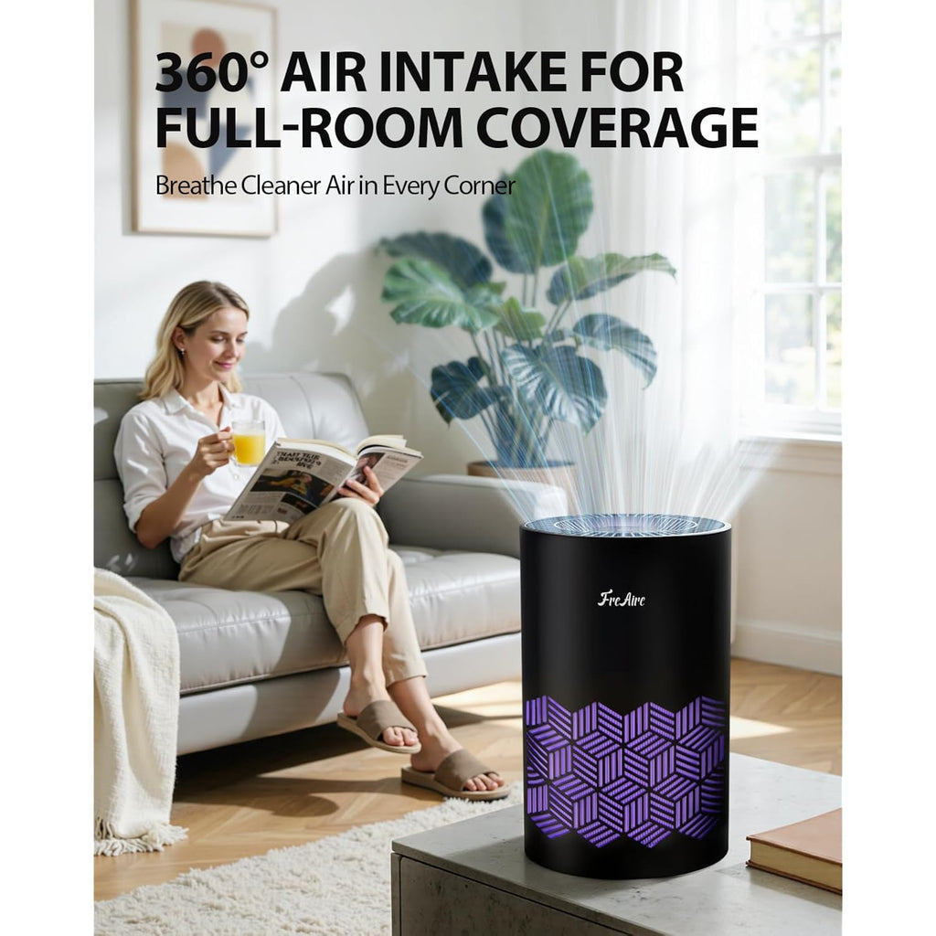 Freaire Air Purifiers For Bedroom Up To 1086 Ft², Air Purifiers For Home With Lights, Hepa Air Purifier Removes Dust Smoke Pollen Dander Smell, For Home/Pets/Bedroom