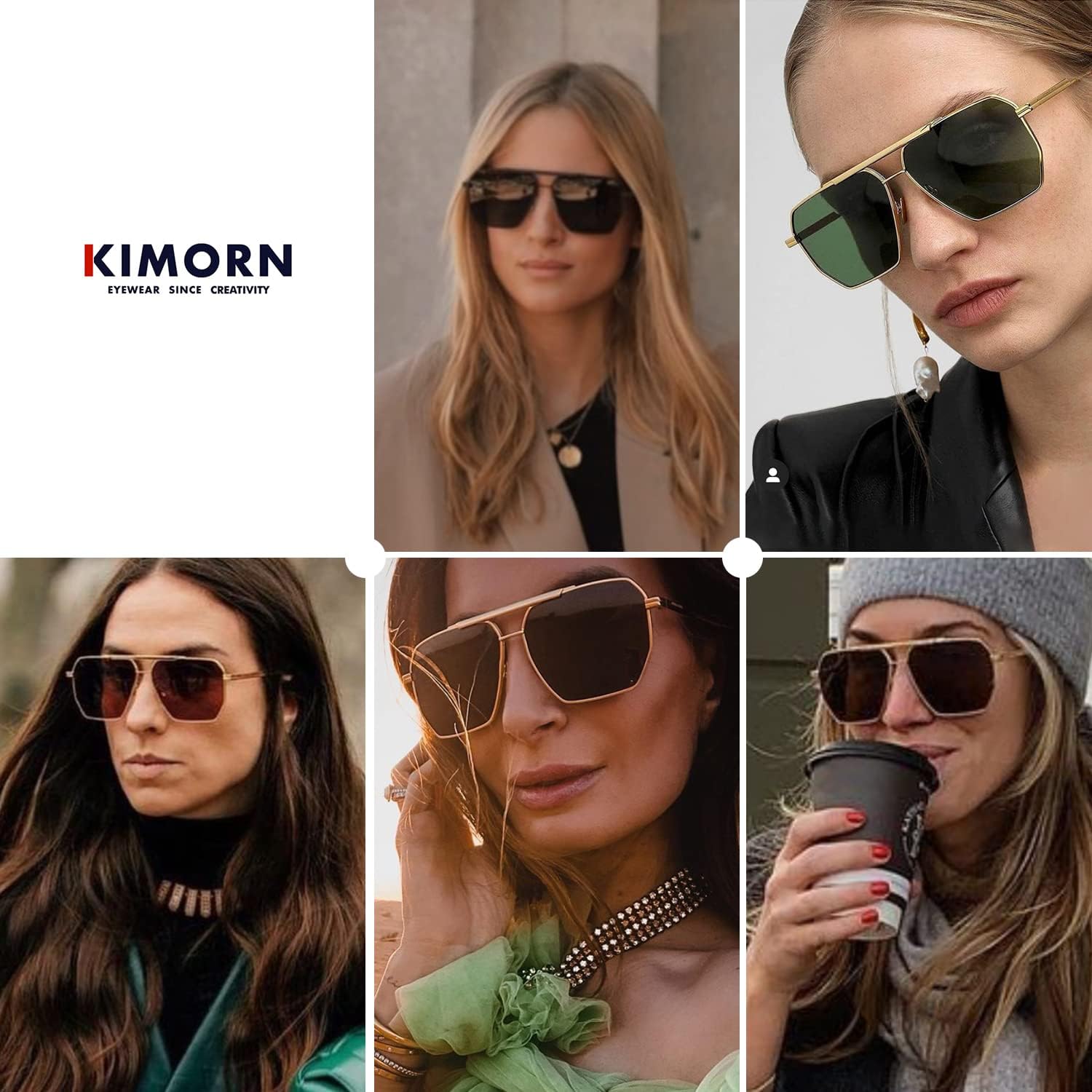kimorn Polarized Sunglasses Womens Men Retro Oversized Square Vintage Shades Classic Large Metal Sun Glasses K1221