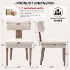 Mid Century Modern Dining Chairs Set Of 4, Upholstered Linen Kitchen & Dining Room Chairs With Ergonomic Curved Backrest, Solid Wood Legs, Farmhouse Accent Chair For Home, Apartment, Beige