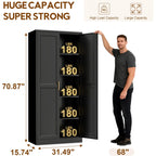 71" Kitchen Pantry Cabinet, Pantry Storage Cabinet With Doors And 4 Shelves, Metal Storage Cabinets For Kitchens, Living Room, Dinning Room, Assembly Required, Black